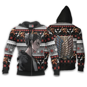 AOT Eren Ugly Christmas Sweater Custom Anime Attack On Titan Xmas Gifts