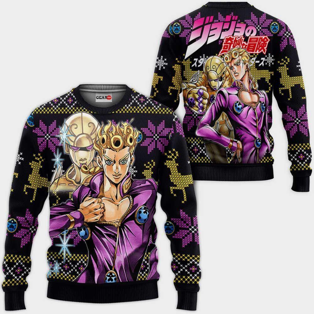 Giorno Giovanna Ugly Christmas Sweater Custom Anime Jojo's Bizzare Adventure Xmas Gifts