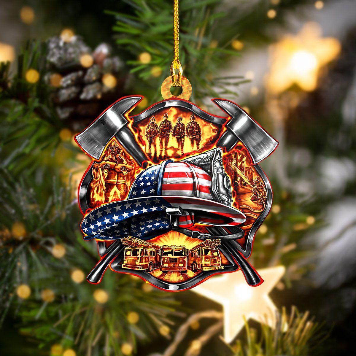 giftngon - Personalized Firefighter Christmas Ornament | Custom Shaped Ornament New V2