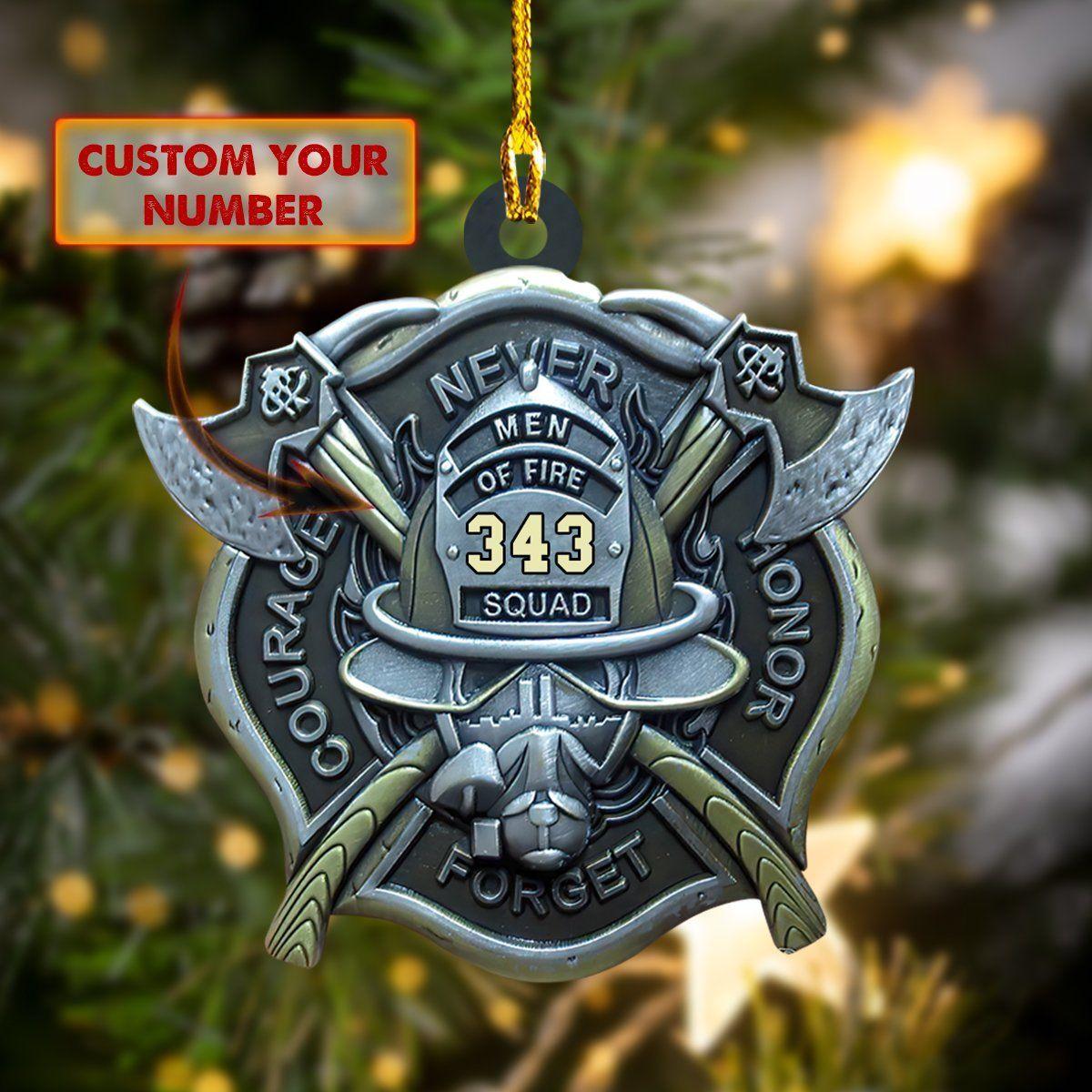 giftngon - Personalized Firefighter Christmas Ornament | Custom Shaped Ornament | Custom Number New V3
