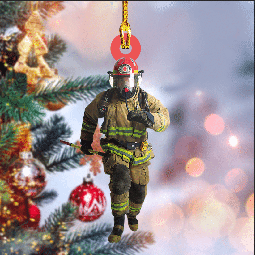 giftngon - Personalized Firefighter Christmas Ornament | Custom Shaped Ornament New V3