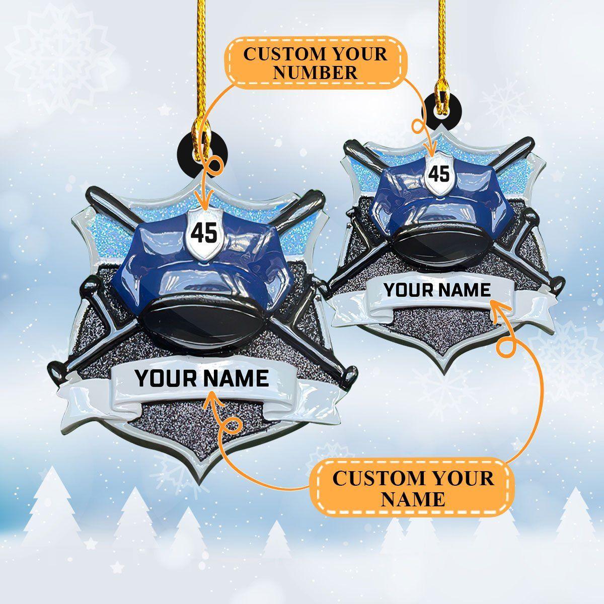 giftngon - Personalized Police Cap Christmas Ornament | Custom Shaped Ornament | Custom Name & Number