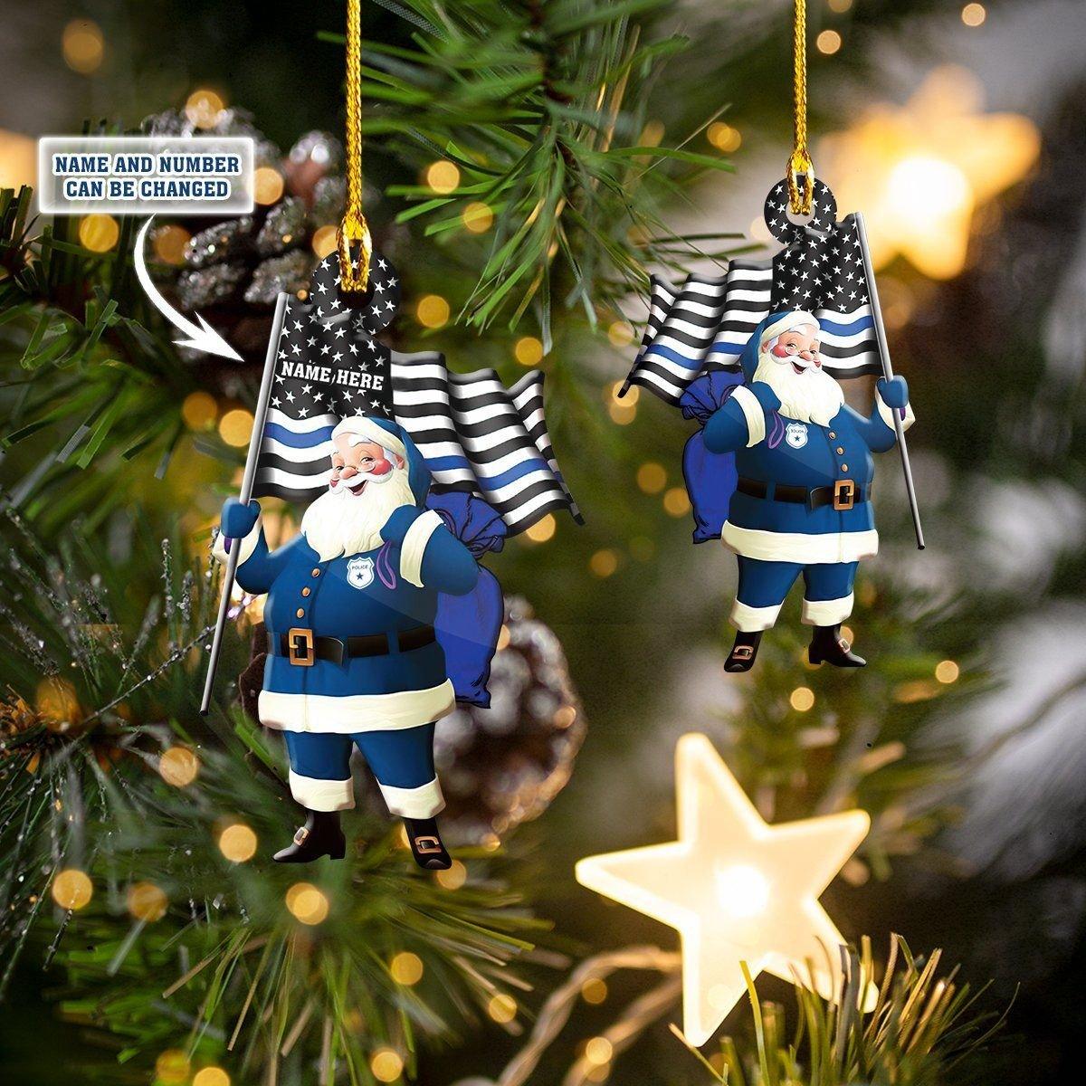 giftngon - Personalized Police Santa Christmas Ornament | Custom Shaped Ornament | Custom Name