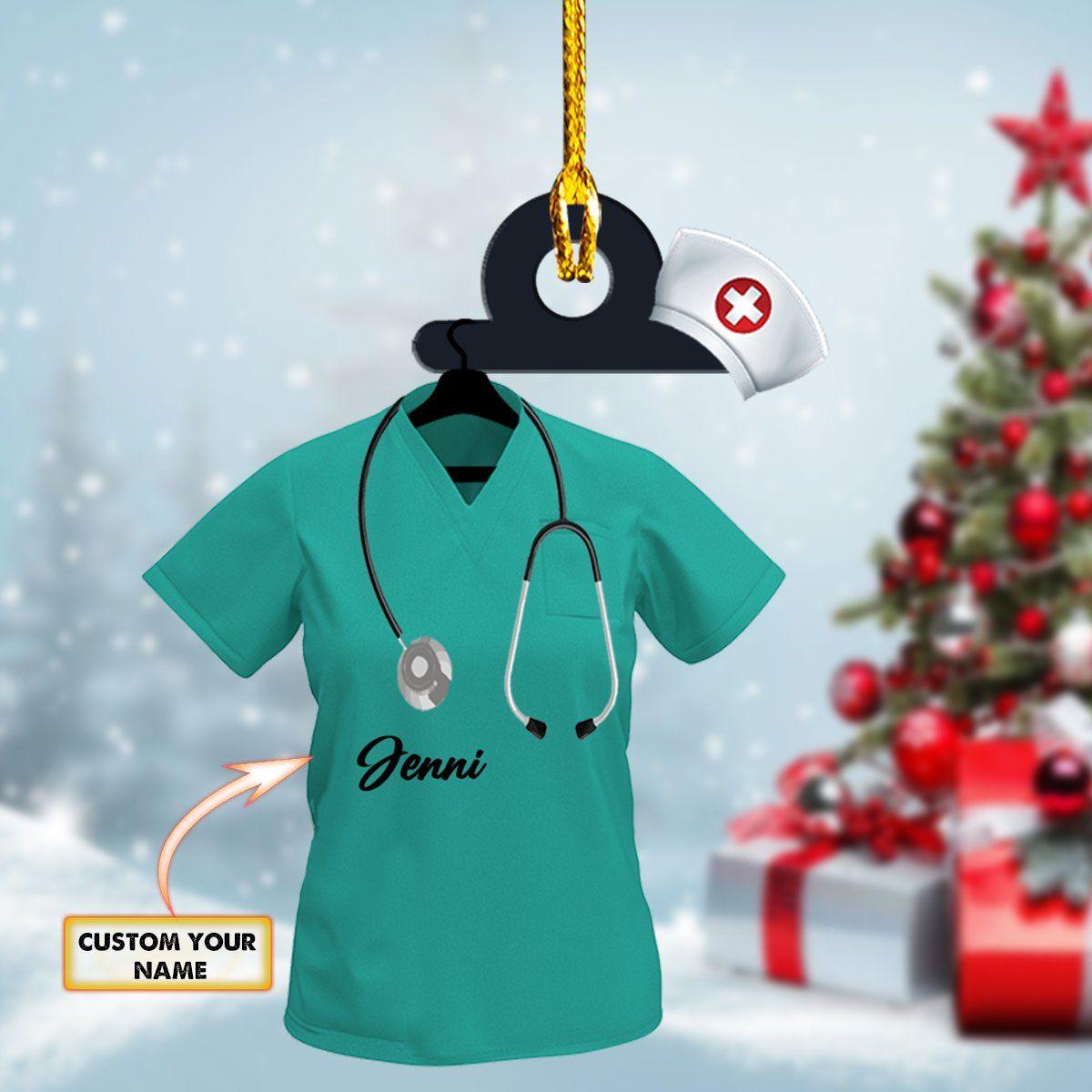 giftngon - Personalized NURSE Christmas Ornament | Custom Shaped Ornament | Custom Name V1