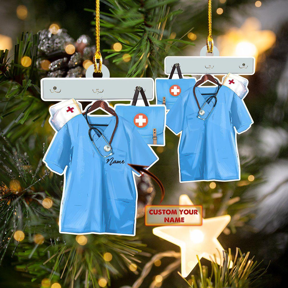 giftngon - Personalized NURSE Christmas Ornament | Custom Shaped Ornament | Custom Name V7