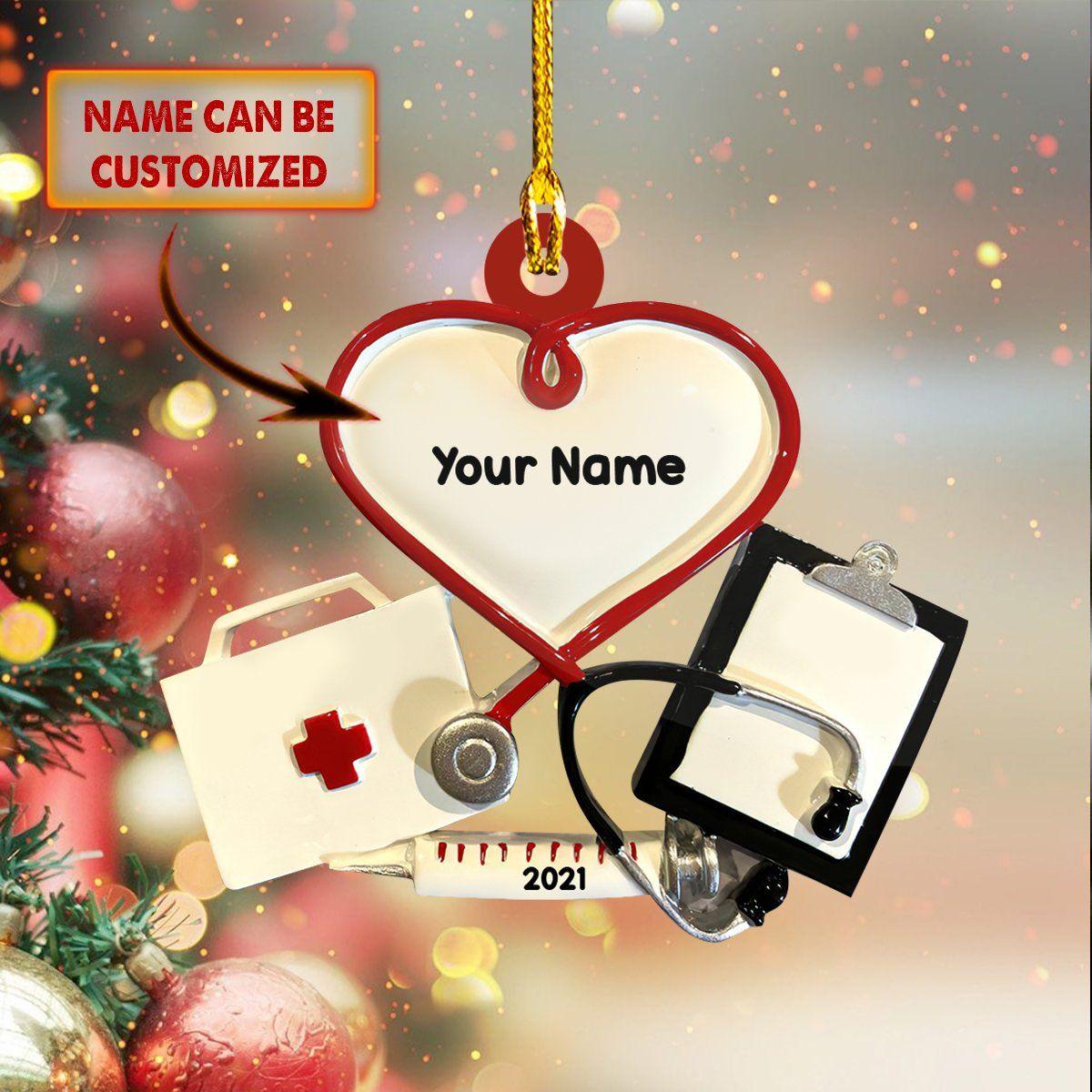 giftngon - Personalized NURSE Christmas Ornament | Custom Shaped Ornament | Custom Name V14