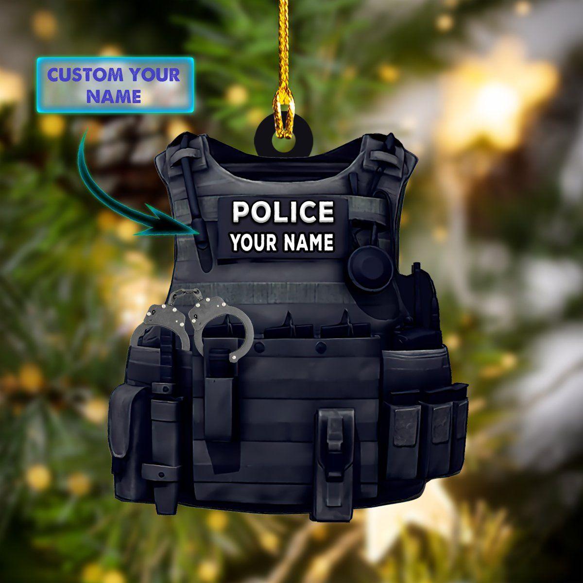 giftngon - Personalized Police Christmas Ornament | Custom Shaped Ornament | Custom Name V1