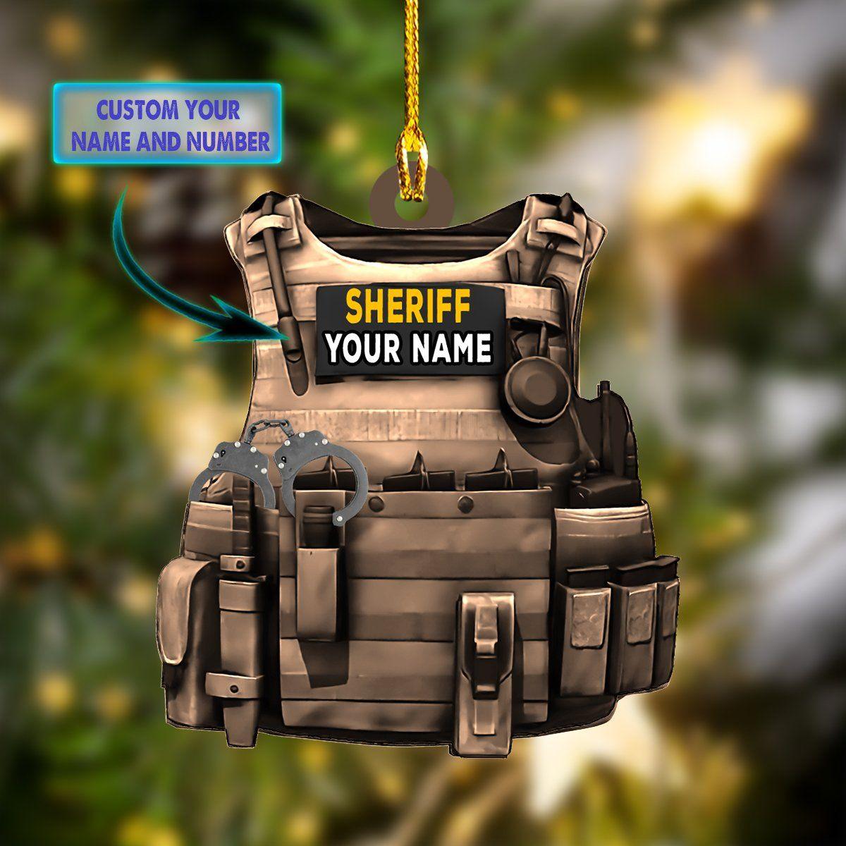 giftngon - Personalized Sheriff Christmas Ornament | Custom Shaped Ornament | Custom Name V3