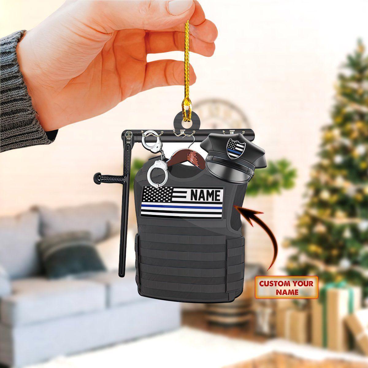 giftngon - Personalized Police Christmas Ornament | Custom Shaped Ornament | Custom Name V4