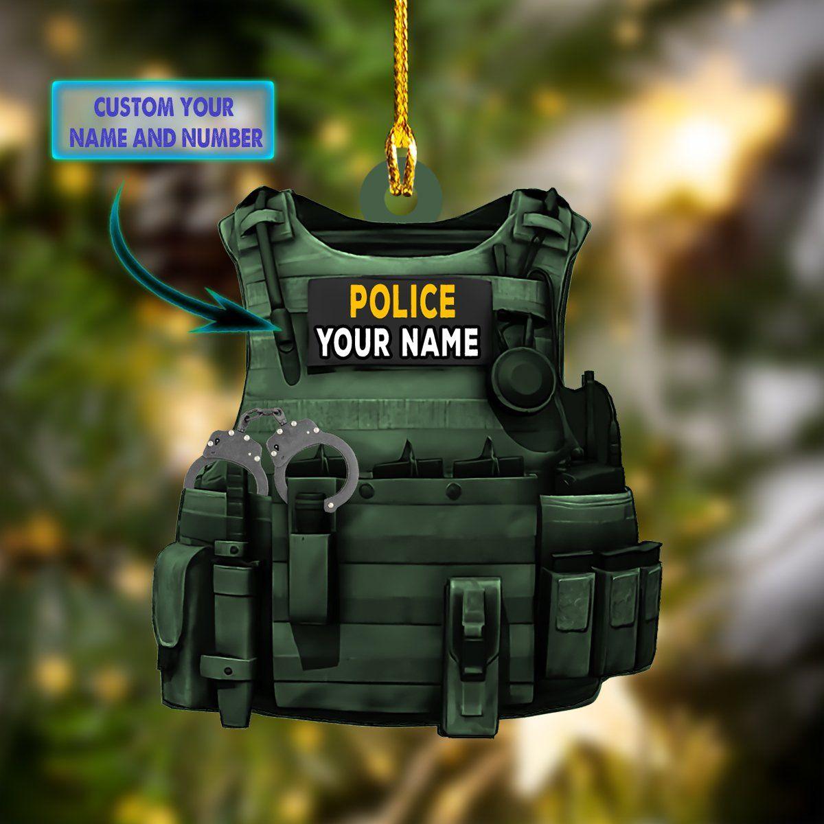 giftngon - Personalized Police Christmas Ornament | Custom Shaped Ornament | Custom Name V2