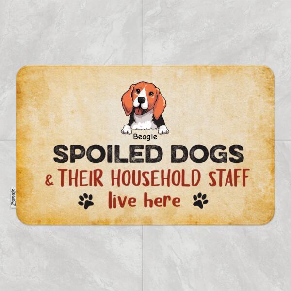 Spoiled Dogs and Their HouseHold Staff Live Here Door Mat, Halloween Doormat Decor