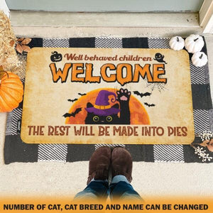 Well Behaved Children Welcome, The Rest Will Be Made Into Pies Door Mat, Halloween Doormat Decor