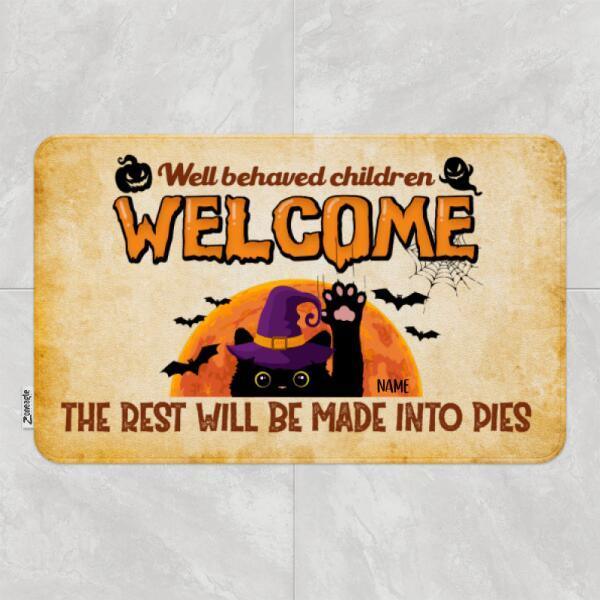 Well Behaved Children Welcome, The Rest Will Be Made Into Pies Door Mat, Halloween Doormat Decor