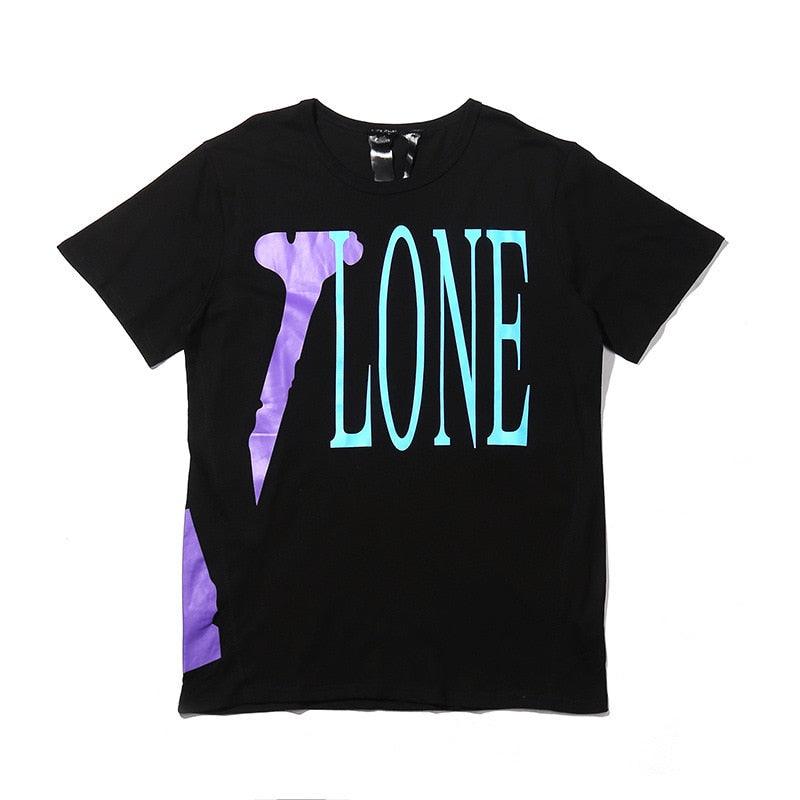 VLONE Text Printed Tshirt in Black and Blue - VloneClothing