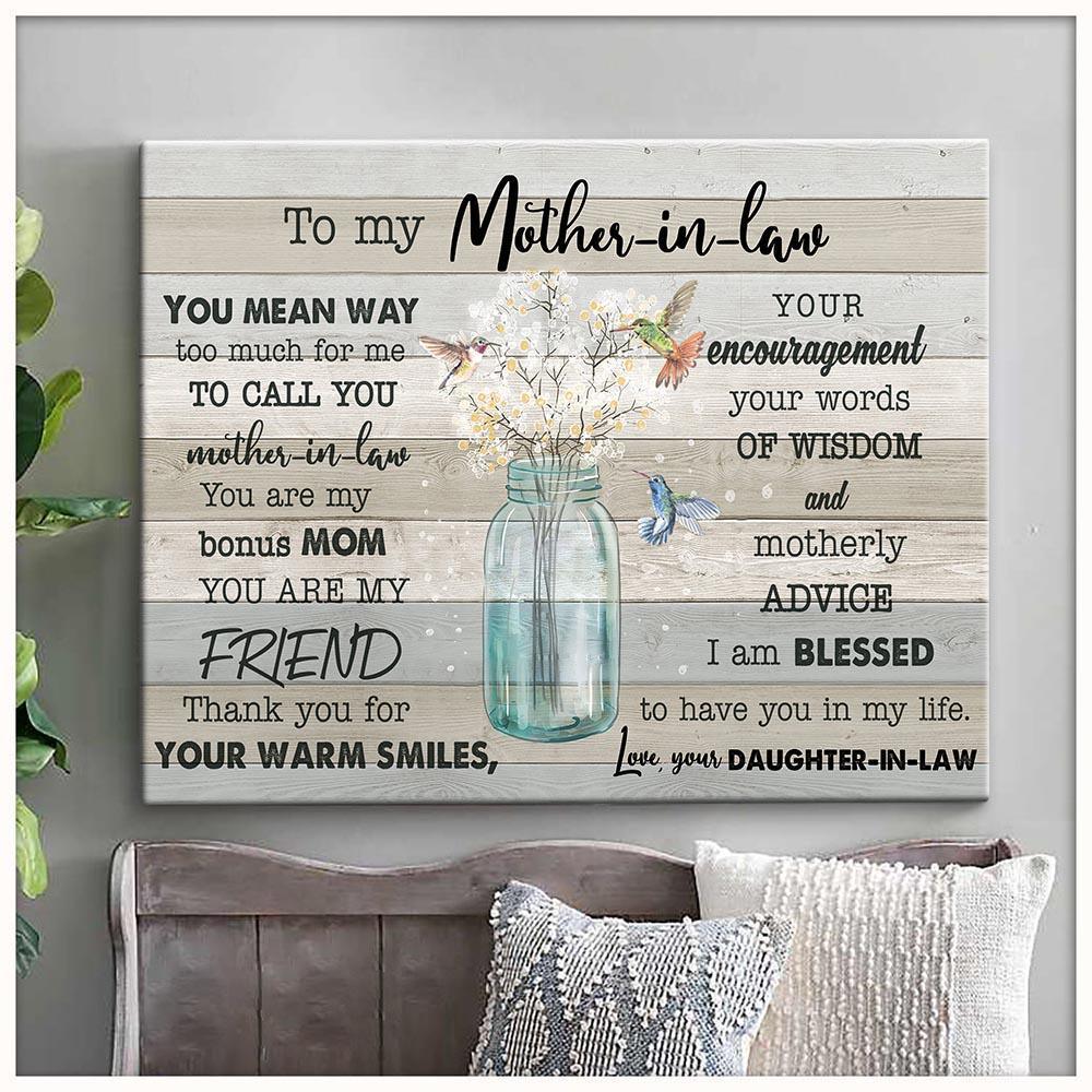 To My Mother In Law - Gift For Mom, Mother's Day, Gift For Family - Horizontal Canvas Matte Canvas Wall Art