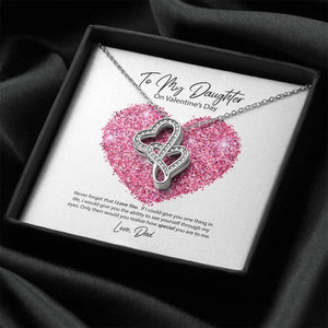 To My Daughter from Dad Valentine's Day Double Hearts Necklace
