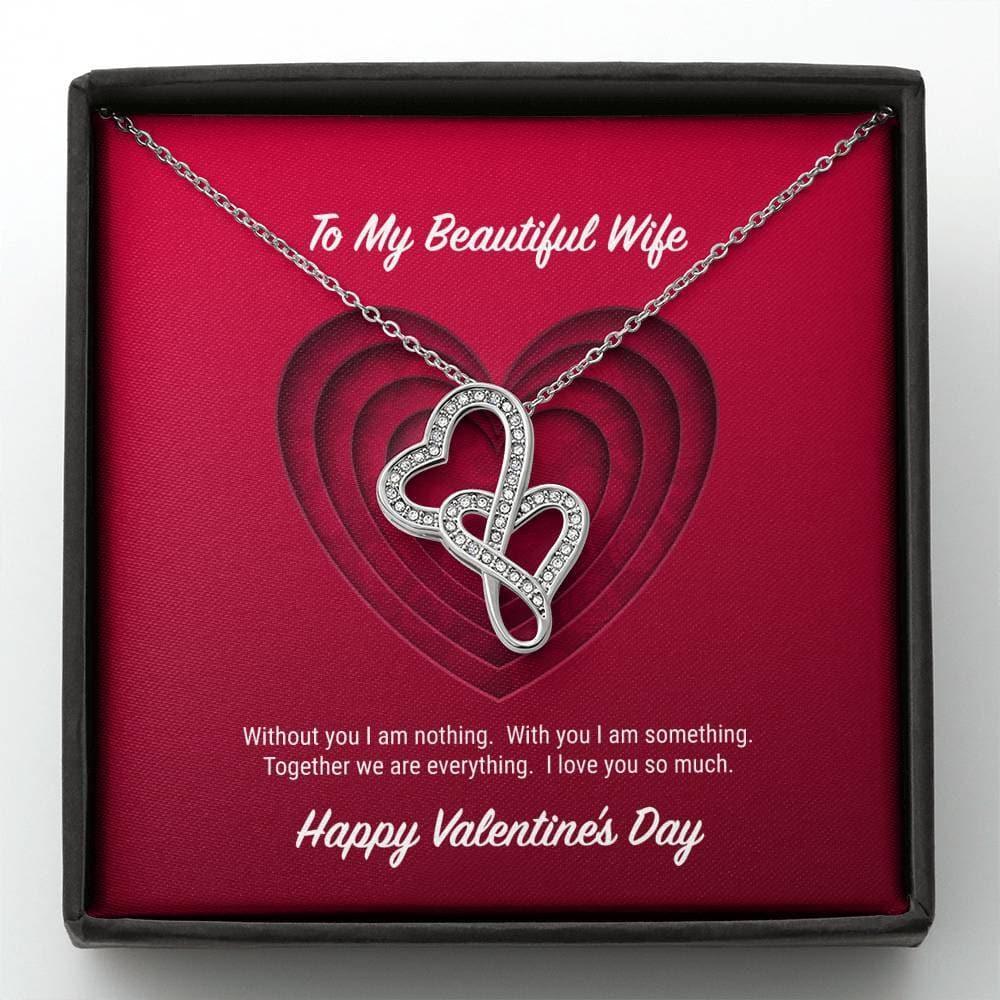 To My Beautiful Wife Valentine's Day Double Hearts Necklace