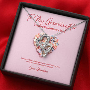 To My Granddaughter from Grandma Valentine's Day Double Hearts Necklace