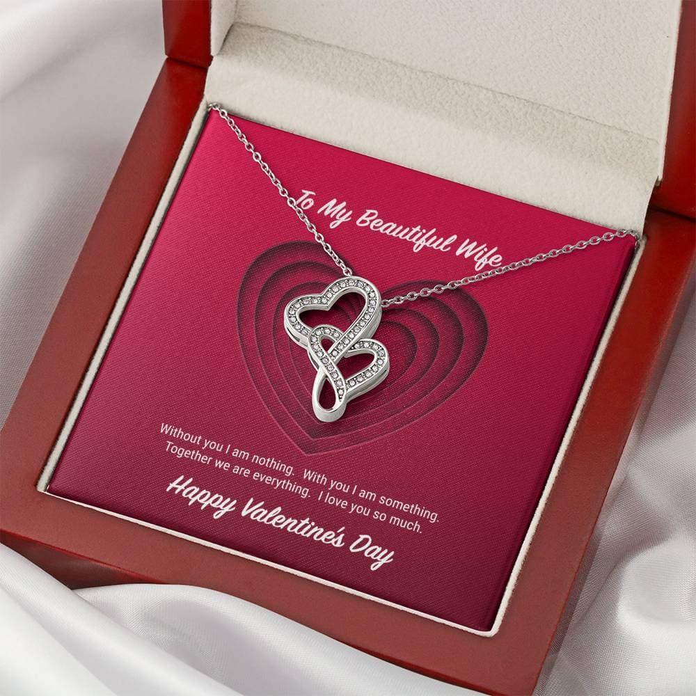 To My Beautiful Wife Valentine's Day Double Hearts Necklace