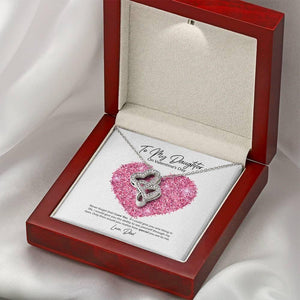 To My Daughter from Dad Valentine's Day Double Hearts Necklace