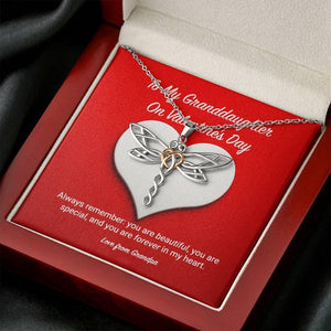 To My Granddaughter from Grandpa Valentine's Day Dragonfly Necklace