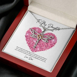 To My Daughter from Dad Valentine's Day Dragonfly Necklace