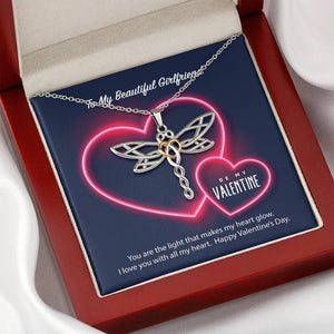 To My Girlfriend Be My Valentine Dragonfly Necklace