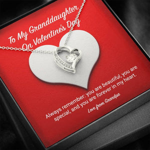 To My Granddaughter from Grandpa Valentine's Day Forever Love Necklace