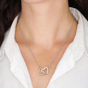To My Girlfriend Be My Valentine Interlocking Hearts Necklace