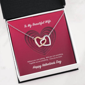 To My Beautiful Wife Valentine's Day Interlocking Hearts Necklace