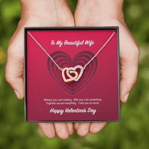 To My Beautiful Wife Valentine's Day Interlocking Hearts Necklace
