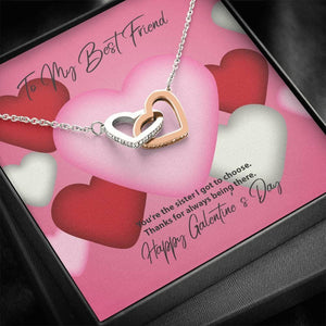 To My Best Friend Galentine's Day Interlocking Hearts Necklace