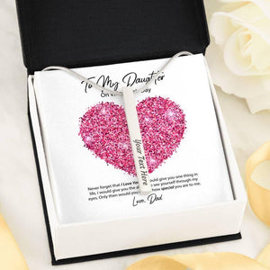 To My Daughter Valentine's Day 4 Sided Bar Necklace