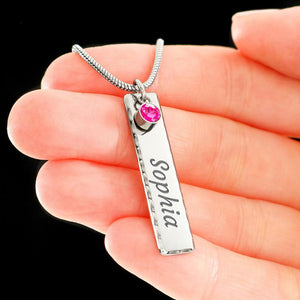To My Beautiful Wife Valentine's Day Birthstone Name Necklace
