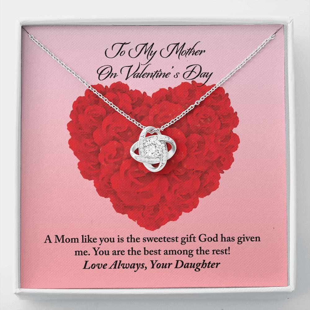 To Mother from Daughter Valentine's Day Love Knot Necklace