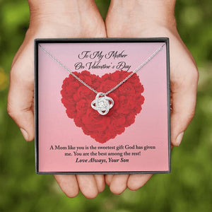 To Mother from Son Valentine's Day Love Knot Necklace
