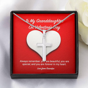 To My Granddaughter from Grandpa Valentine's Day Cross Necklace