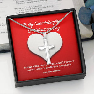 To My Granddaughter from Grandpa Valentine's Day Cross Necklace