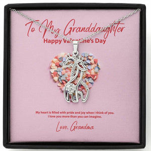 To My Granddaughter from Grandma Valentine's Day Giraffe Necklace