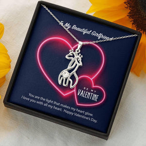 To My Girlfriend Be My Valentine Giraffe Necklace
