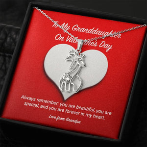 To My Granddaughter from Grandpa Valentine's Day Giraffe Necklace