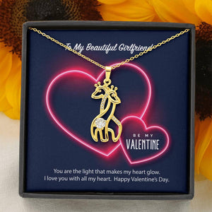 To My Girlfriend Be My Valentine Giraffe Necklace