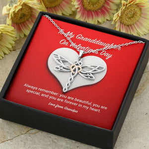 To My Granddaughter from Grandpa Valentine's Day Dragonfly Necklace