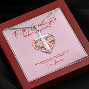 To My Granddaughter from Grandma Valentine's Day Cross Necklace