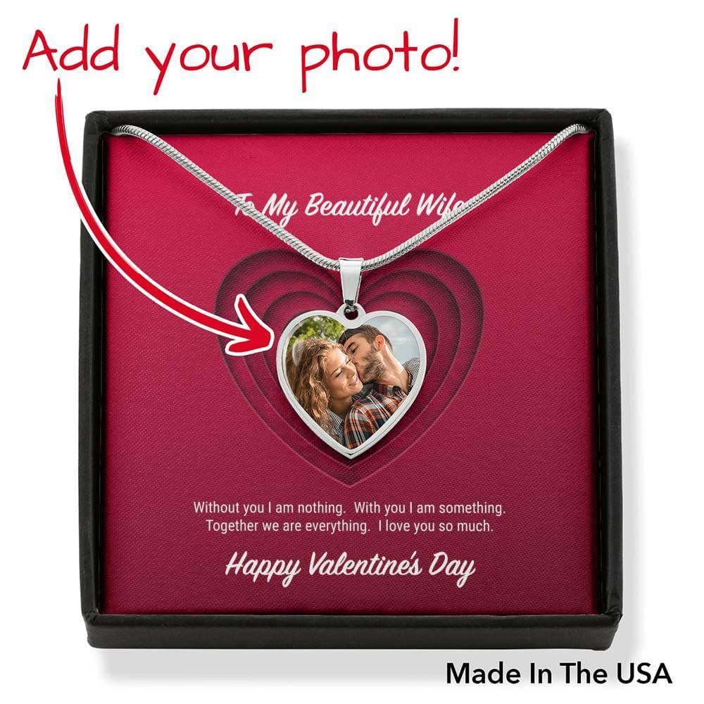 To My Beautiful Wife Valentine's Day Personalized Photo Heart Necklace