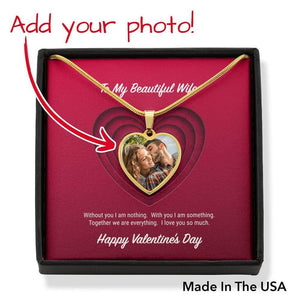 To My Beautiful Wife Valentine's Day Personalized Photo Heart Necklace
