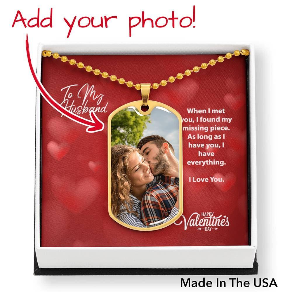 To My Husband Valentine's Day Personalized Dog Tag Necklace
