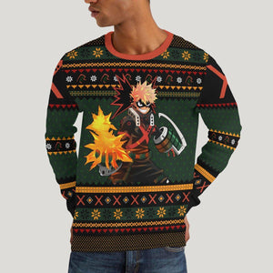 Bakugo Fire Xmas Unisex Wool Sweater