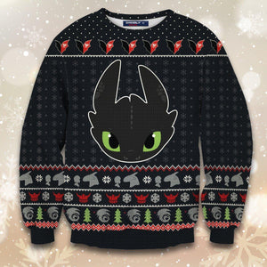 Toothless Christmas Unisex Wool Sweater